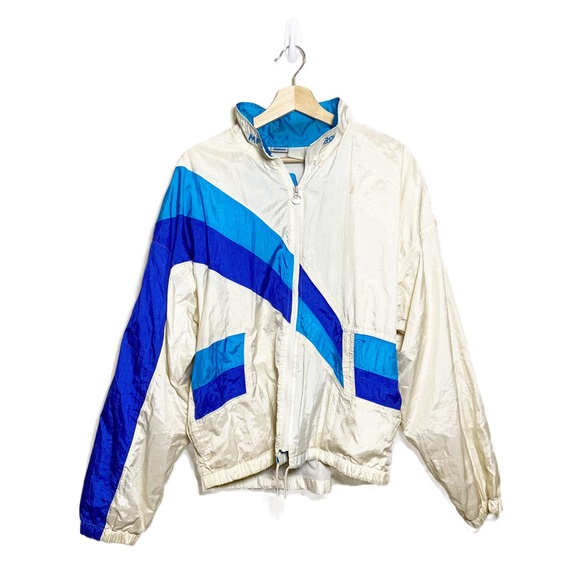 Asics Other - ASICS Vintage 90s MFT Crinkle Shell Jacket in Blue & Cream